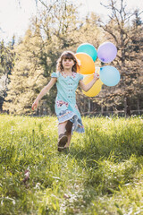 Kind, Mädchen, Luftballons, Sommer