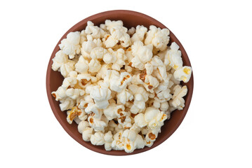Tasty salty popcorn in a bowl isolated on a white background