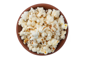 Tasty salty popcorn in a bowl isolated on a white background