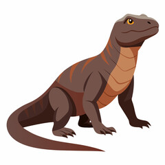 Obraz premium Realistic full-body Komodo Dragon illustration on a clean white background, perfect for wildlife, reptile, and nature-themed designs and projects.