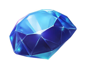 PNG Faceted blue gemstone with radiant shine and intricate reflections