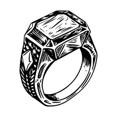 A vintage illustration showing emerald ring 