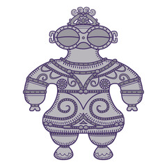 縄文時代の土偶のイラスト／Illustration of a clay figurine from the Jomon period