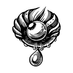 A vintage style illustration showing pearl drop