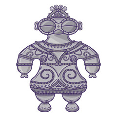 縄文時代の土偶のイラスト／Illustration of a clay figurine from the Jomon period