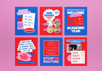 Blue and Red Scrapbooking High School Education Social Media
