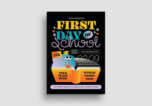 Black Kiddieland First Day Of School Flyer Layout