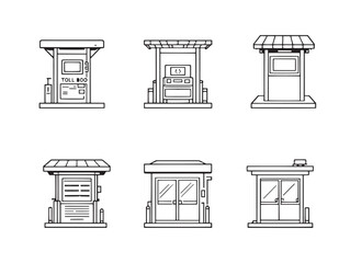 Minimal toll booth line art vector graphic image