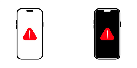 Set cell phone error icon and glyph design on a white background