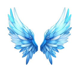 Obraz premium PNG Beautiful blue angel wings with feather details