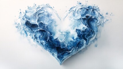 Obraz premium Abstract heart shape with textured blue patterns.