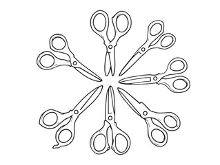 Minimalist scissors line art design for modern vector use