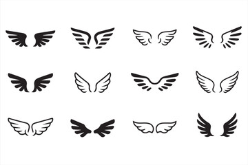 Obraz premium Set of Monochrome Minimalist Winged Designs for Modern Art