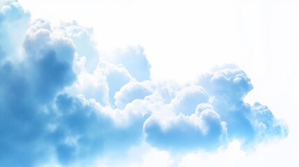 A soft glowing blue cloud billowing with gentle swirls against a bright white sky