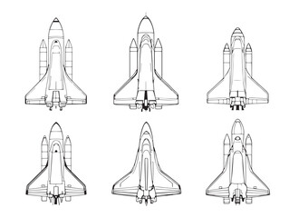 Minimalist space shuttle line art ideal for space themes