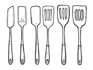 Minimalist spatula line art style perfect for kitchen themes