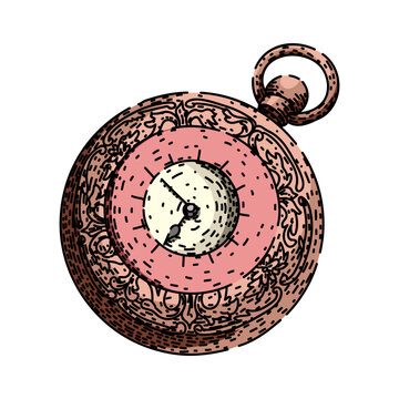 Exploding Pocket Watch Drawing