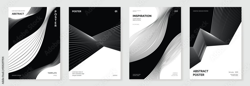 Poster modern gradient poster background vector set. cover template with vibrant perspective geometric pris
