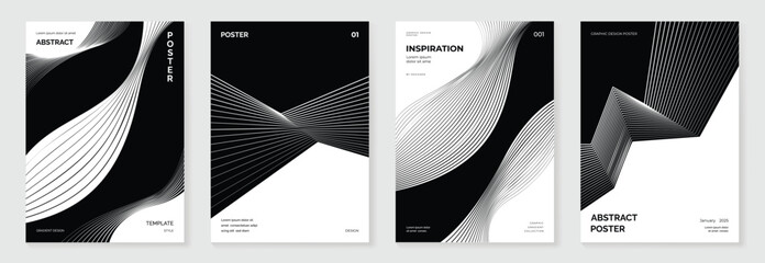 Modern gradient poster background vector set. Cover template with vibrant perspective geometric prism shapes. Ideal design for social media, cover, banner, flyer.