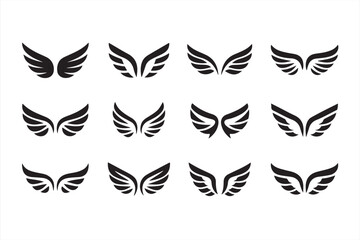 Minimalist Wing Design in Black and White Vector Art