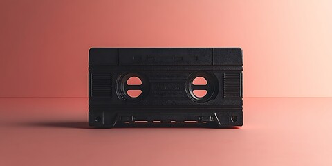 Obraz premium Cassette tape mockup on soft pink background with retro style