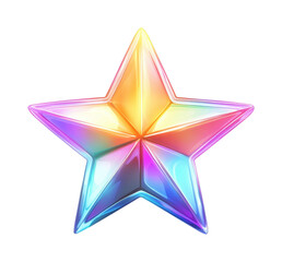 Obraz premium PNG Vibrant multicolored star with glossy spectrum effect