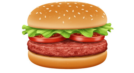 Isolated Hamburger with Vegetables