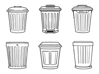 Minimalist trash can line art style for clean projects