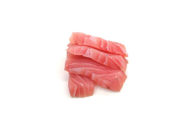 Sashimi made from tuna on a white background. Japanese style food.
