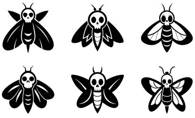 Stylized Moth Designs with Skull Faces