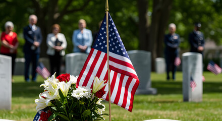 Memorial Day Remembrance Honoring Fallen Heroes at a Military Cemetery