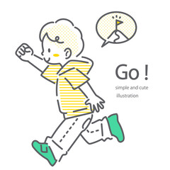 目標へ向かって走る子供たち　シンプルでお洒落な線画イラスト