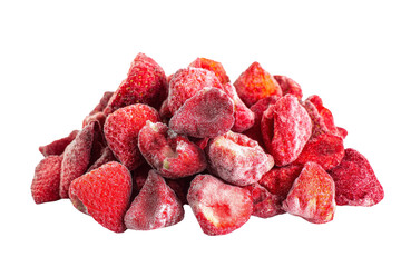 freeze dried strawberries isolated on transparent background.