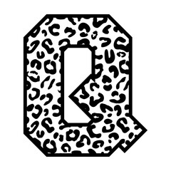 Letter Q with leopard print svg cut file. Isolated vector illustration.