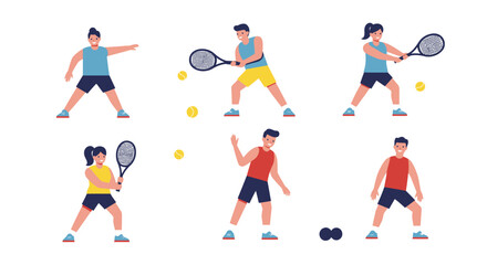 Diverse Tennis Players in Actionful Poses (1)
