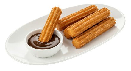 Isolated Churros with Chocolate Dip