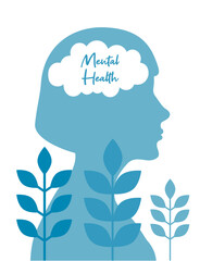 mental health concept womans head vector illustration
