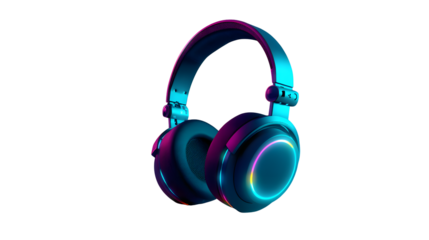 Wireless gaming headphones with rgb lighting for pc and console audiophiles on transparent background