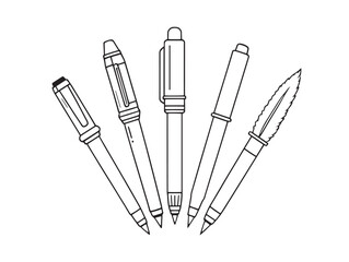 High quality pens line art ideal for stock vector usage