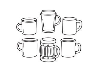 minimal mug line art for modern vector illustrations