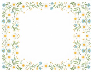 frame of small flowers and daisy, floral arrangement