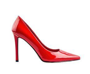 Obraz premium Elegant red high heel shoe for fashion enthusiasts and events on a transparent background, cut out