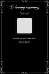 Vector - Border or frame on Rest in peace concept, Vintage design. End of life. Invitation card
