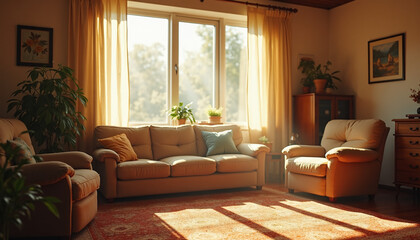 Fototapeta premium Elegant Stylish Modern Classic Traditional Indoor Bright Natural Sunny Golden Peaceful 