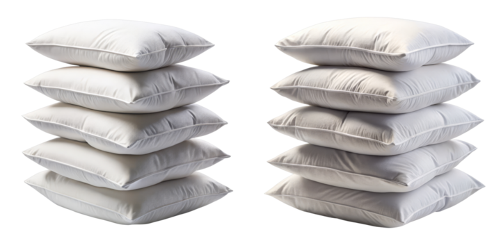 Stack of White Pillows, Realistic 3D Render, Isolated on Transparent Background, Pillows, Bedding, Realistic