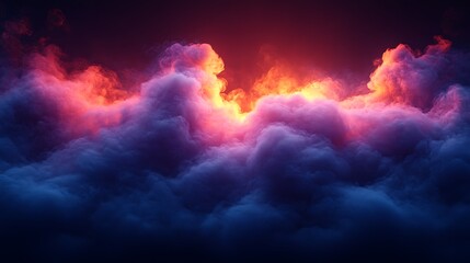 Stunning and artistic illustration of vibrant colorful clouds with dramatic sunset colors.