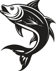 Naklejka premium Elegant Black and White Fish Illustration for Graphic Design Projects