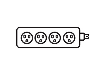 minimalist power strip line art icon for digital media