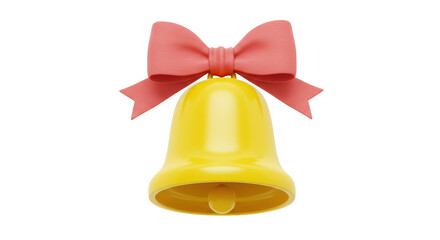 Isolated Golden Bell with Pink Bow