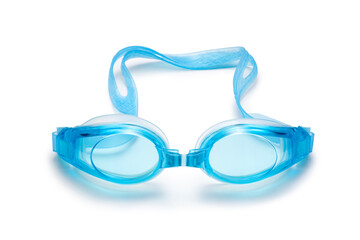 blue swimming goggles isolated on white background